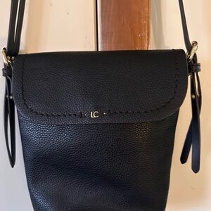 Liz Claiborne Black Pebbled Leather Crossbody Bag